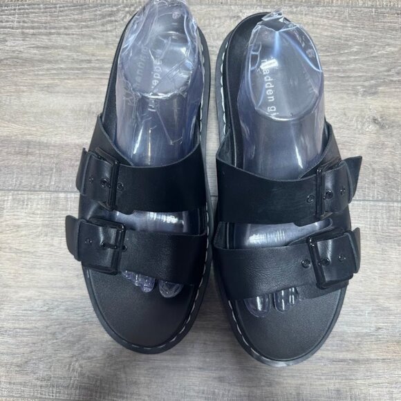 Madden Girl Dizzy Black Platform Slide Sandals Women's Size 11 - Picture 2 of 7